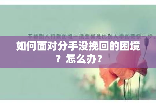 如何面对分手没挽回的困境？怎么办？
