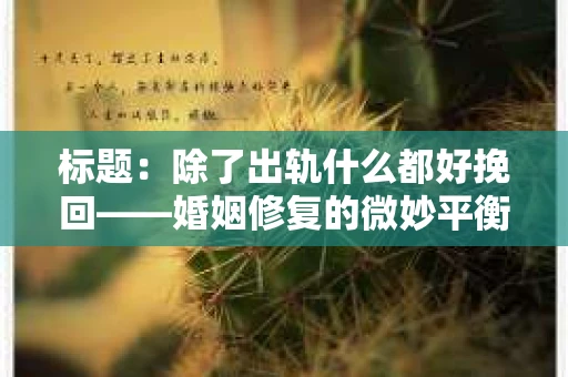 标题：除了出轨什么都好挽回——婚姻修复的微妙平衡