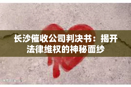 长沙催收公司判决书：揭开法律维权的神秘面纱